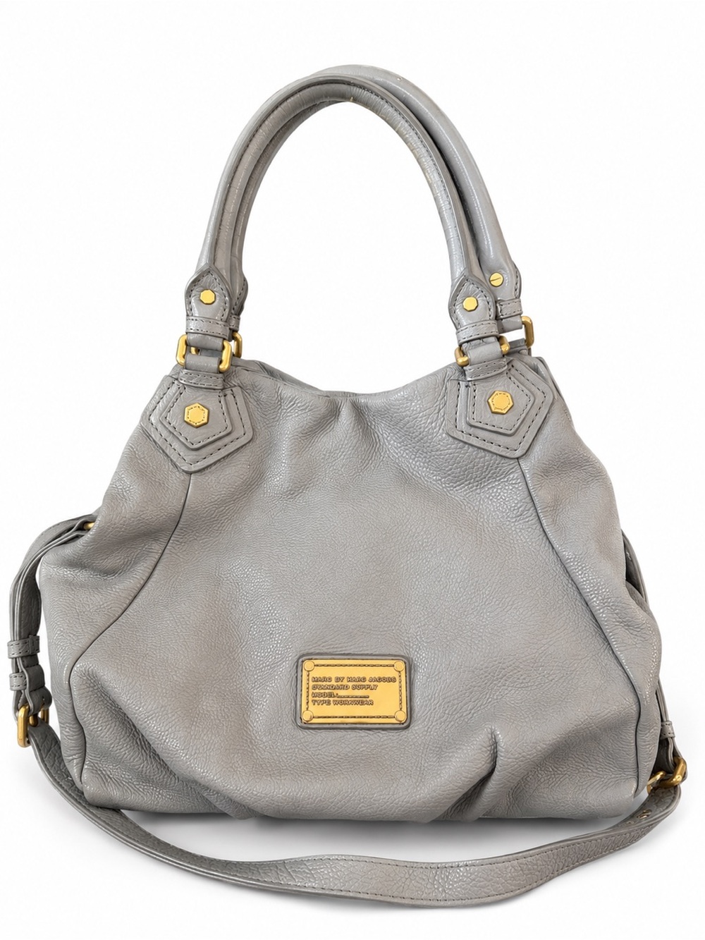 Marc by Marc Jacobs Classic Q Fran Gray Leather Satchel Crossbody Bag